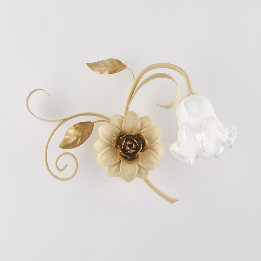 Applique in ferro laccato avorio decape 1 luce H.40 - L.36 - P.22