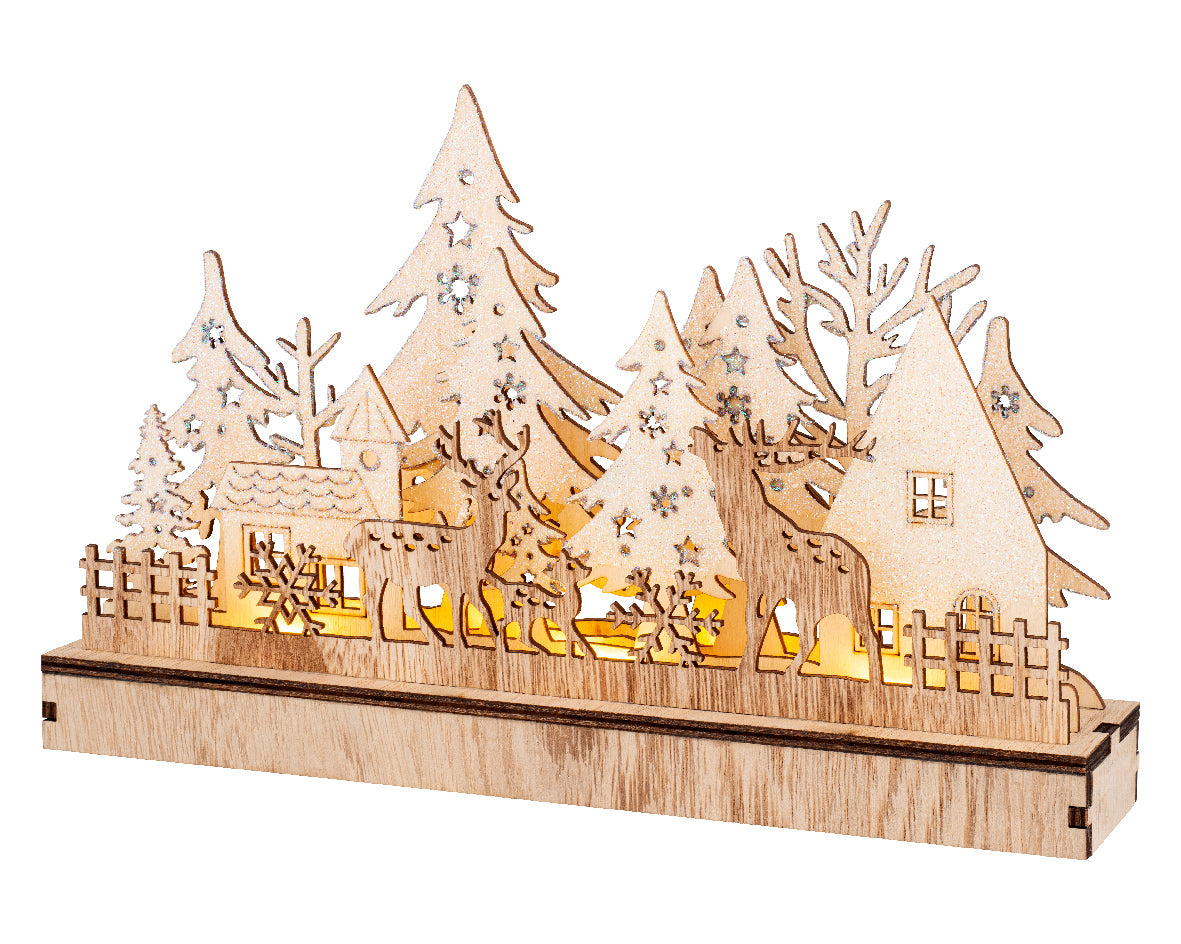 Paysage de Noël 10 LED 6x30x19 cm