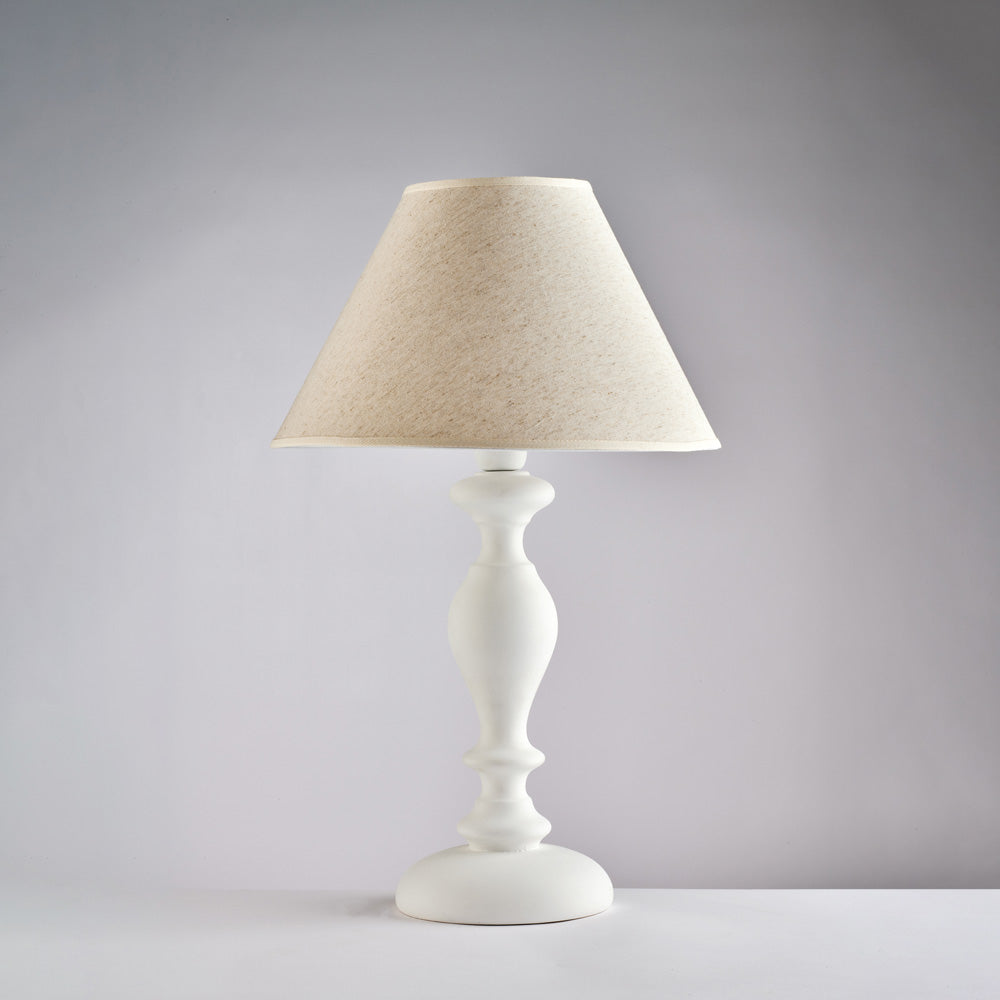 Lampe Shabby en bois blanc 1 lumière avec abat-jour dm.35 H.57 - Ø35