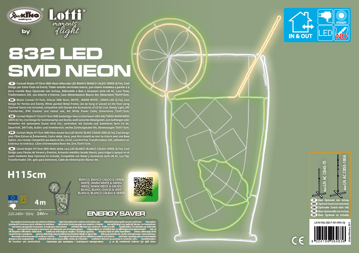 Cocktail mojito SMD néon 75x115 cm