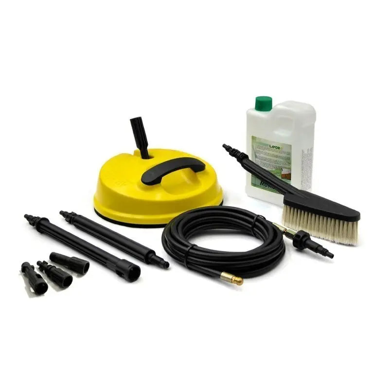 Kit de nettoyage extérieur avec nettoyeur de surfaces, déboucheur et brosse pour nettoyeurs haute pression Lavor