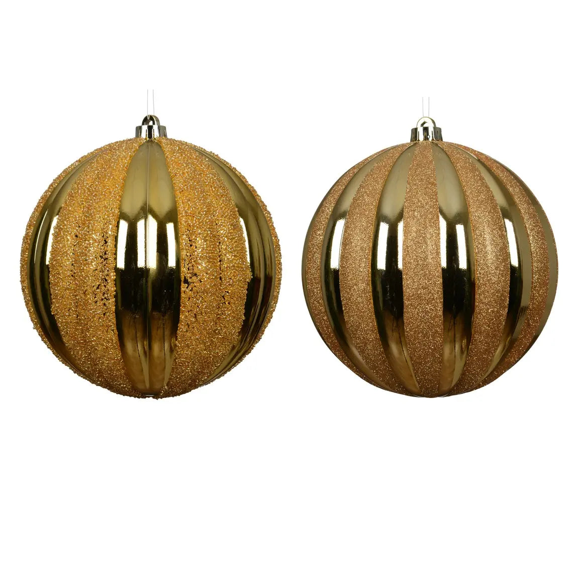 Sfera natalizia in polistirolo oro lucido e glitterato Ø20 cm