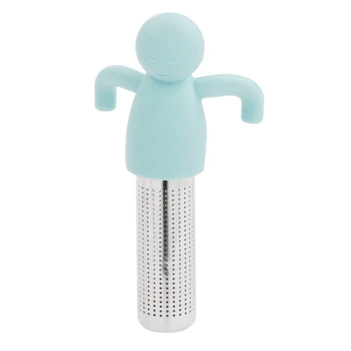 Filtre à thé en silicone bleu-inox
