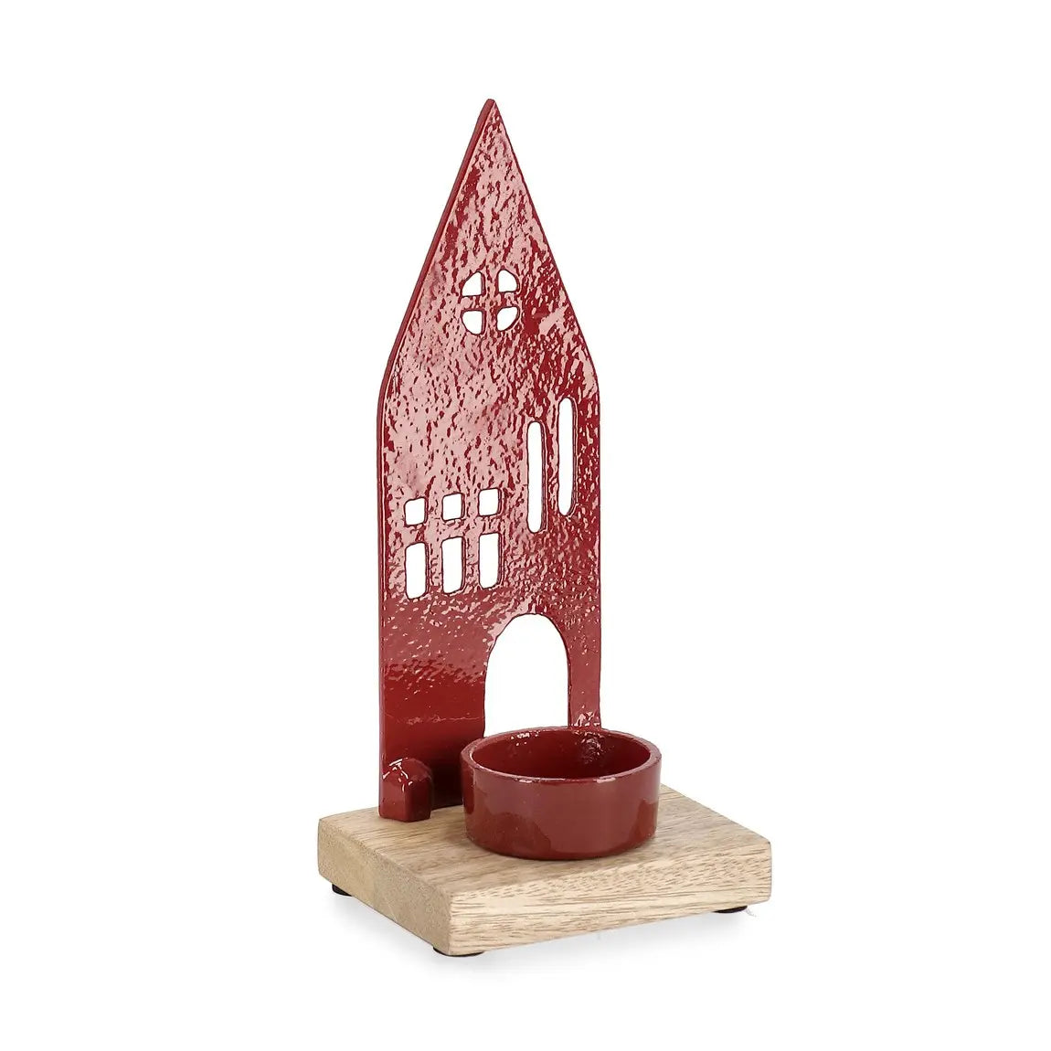 Porta tealight Cornwall a forma di casa rosso H19 cm