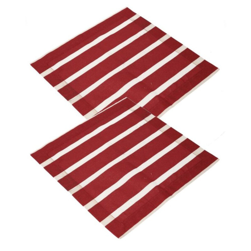 Lot de 2 serviettes pop rayées bordeaux crème 40x40 cm