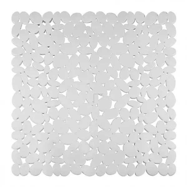 Tappeto doccia Sassolini bianco antiscivolo con ventose 54 × 54 cm