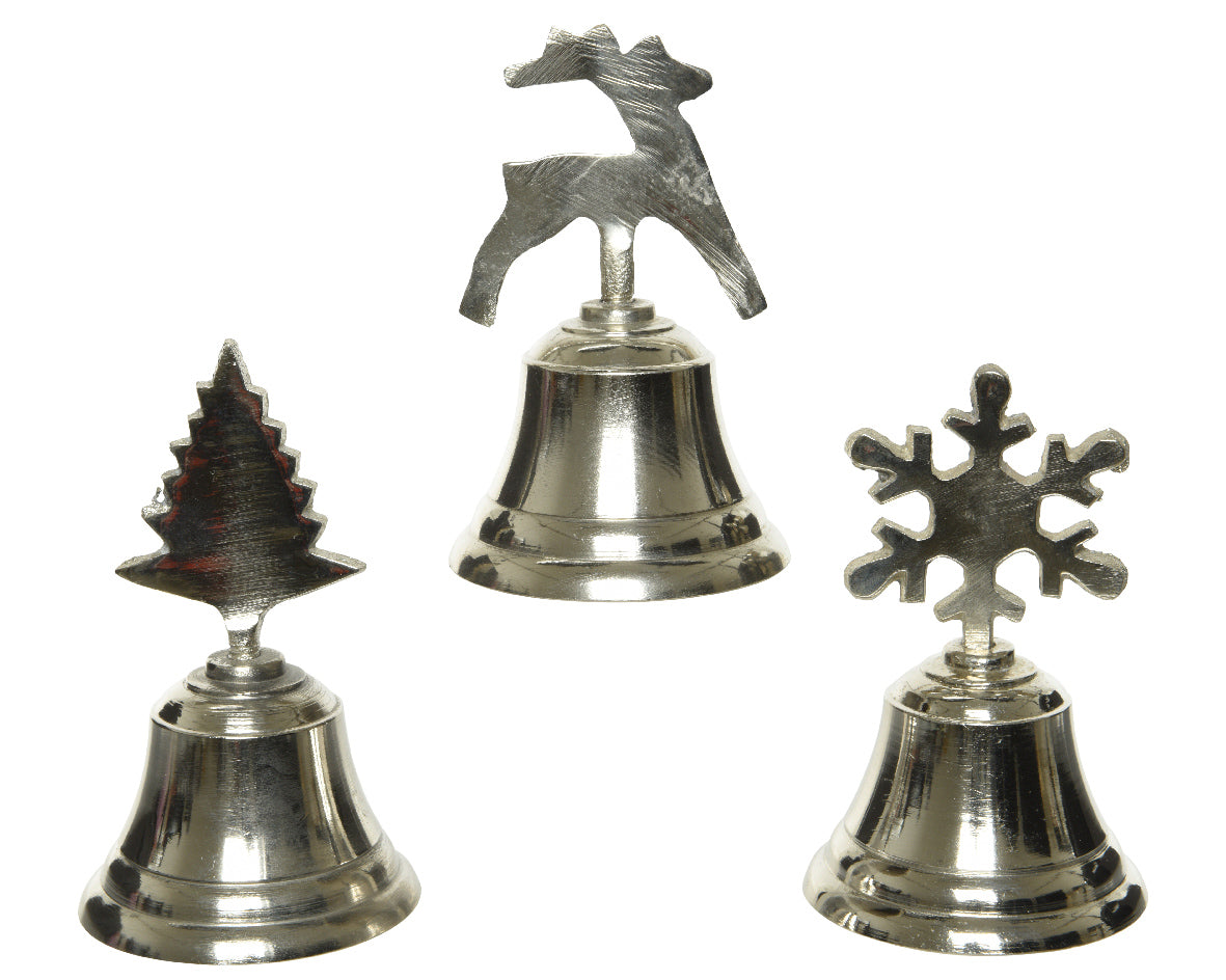 Cloche en aluminium nickel poli 6x6xh10cm