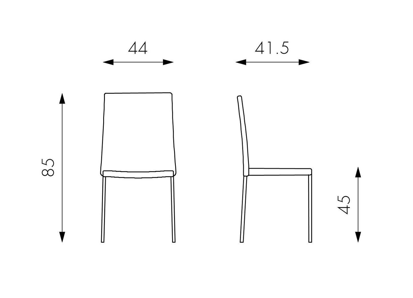 4x Sedia in similpelle marrone 41,5x485h cm