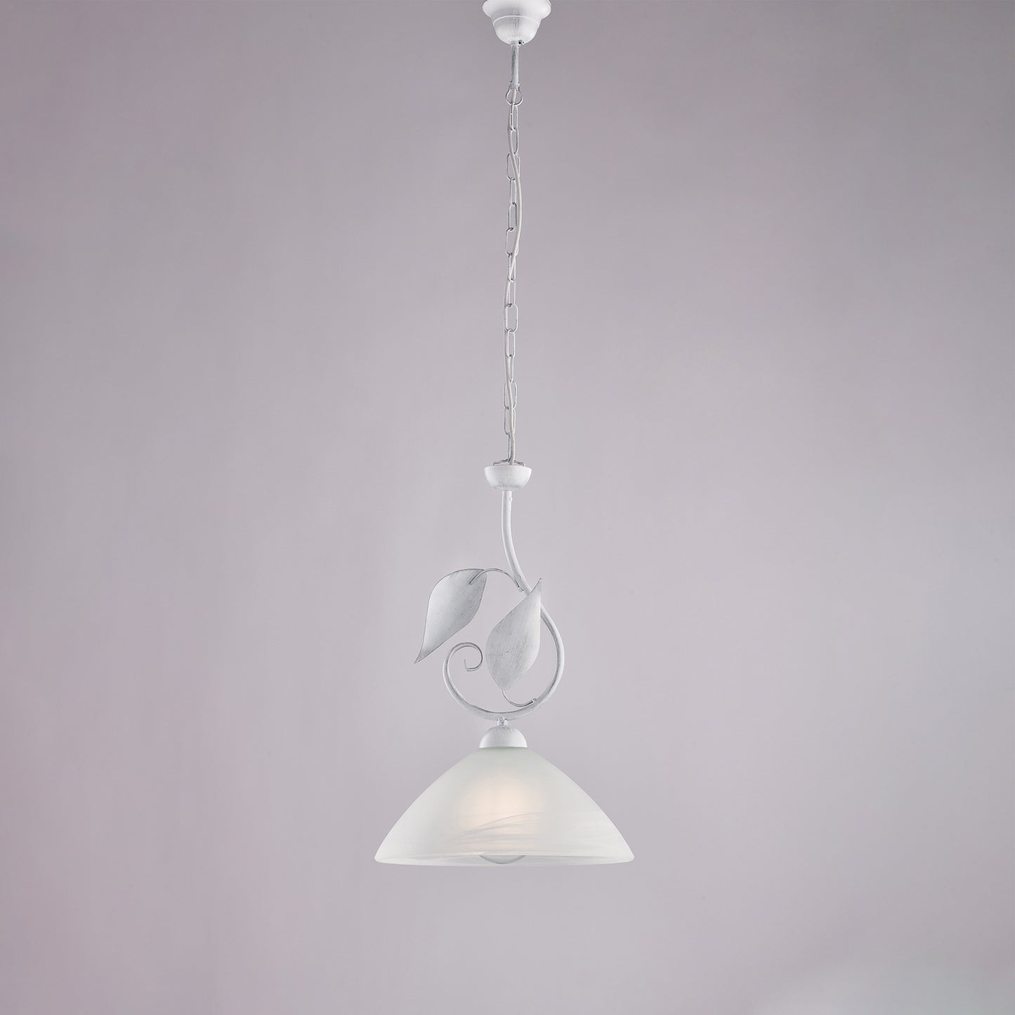 Lustre en Fer Blanc Argenté 1 Lumière Verre Ø30 H50-110 L96x30 cm