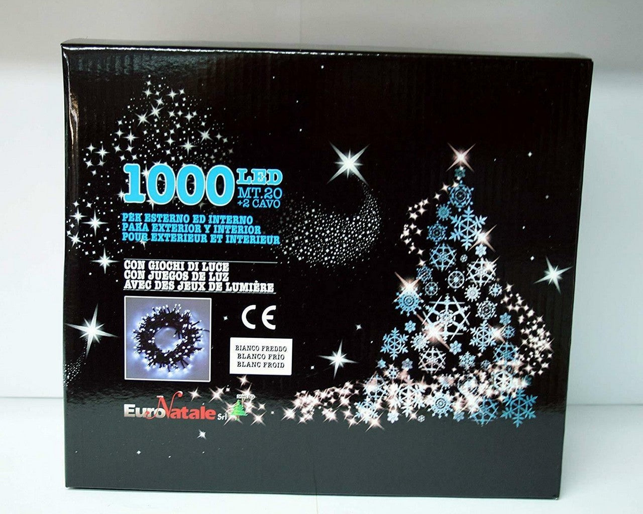 Lumières LED blanches 1000 x 20m + 2m de câble
