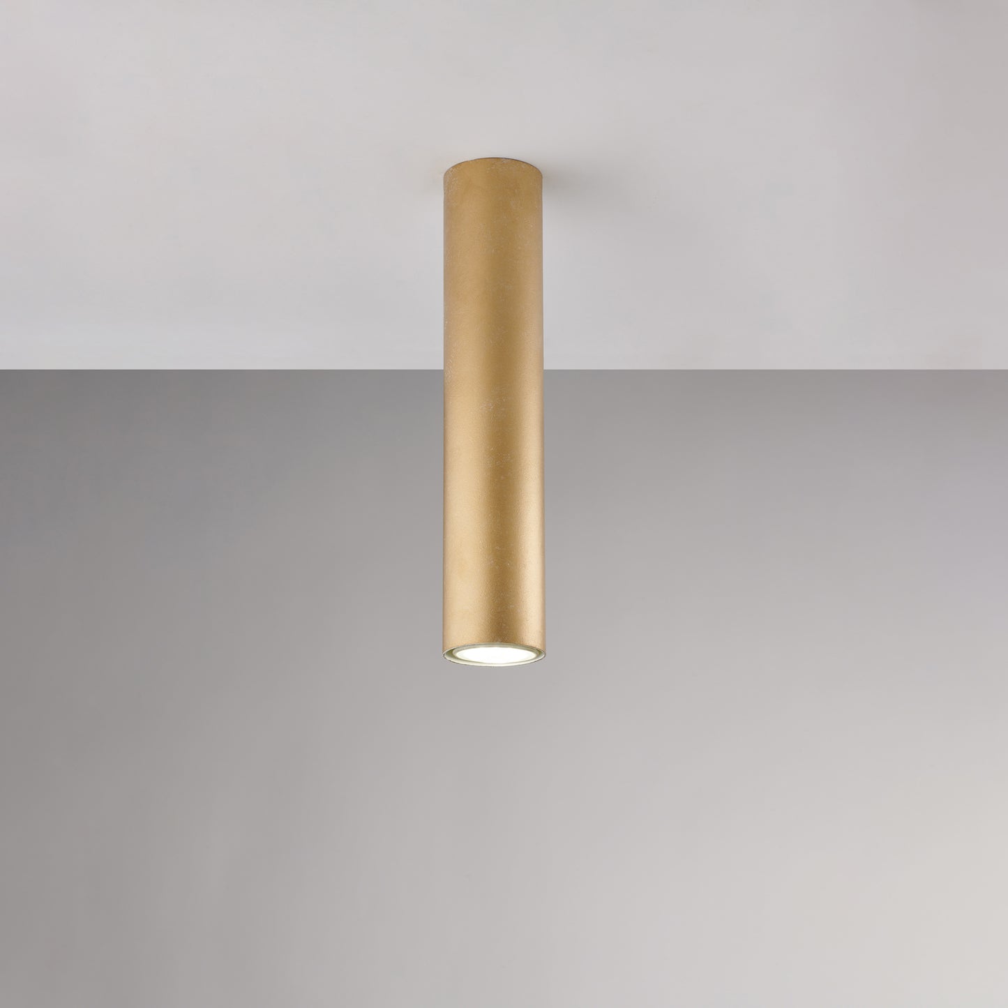 Plafonnier GU10 en fer laqué blanc décor or antique 1 lumière H.30 - Ø8
