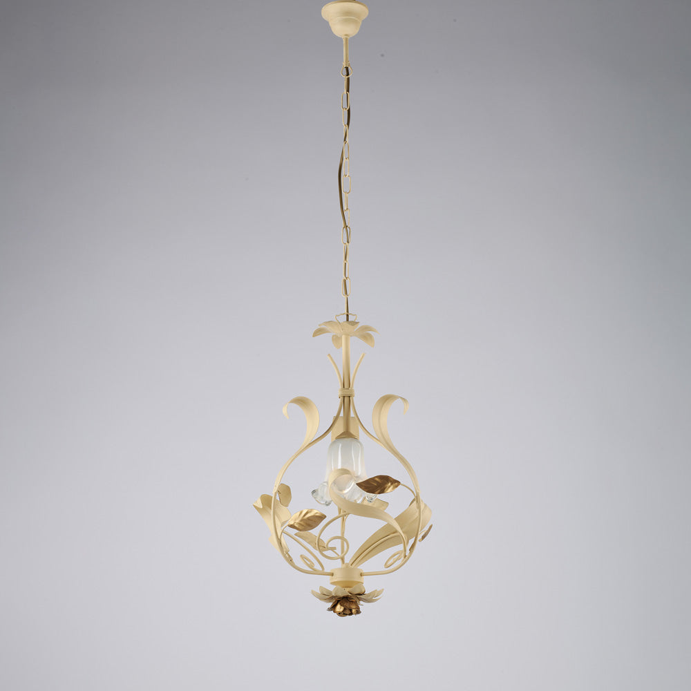Lustre en fer laqué décapé ivoire 1 lumière H.52 - MAX 112 - Ø33