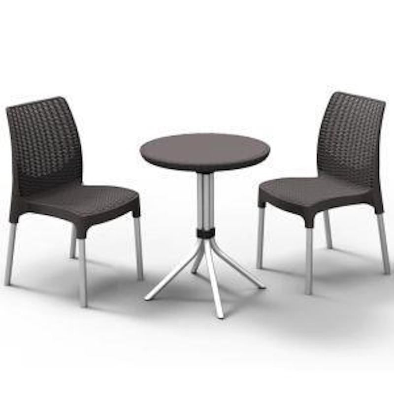 Ensemble Bistro Chelsea Graphite - Table 60x60x75 cm et 2 chaises 48x57x87 cm