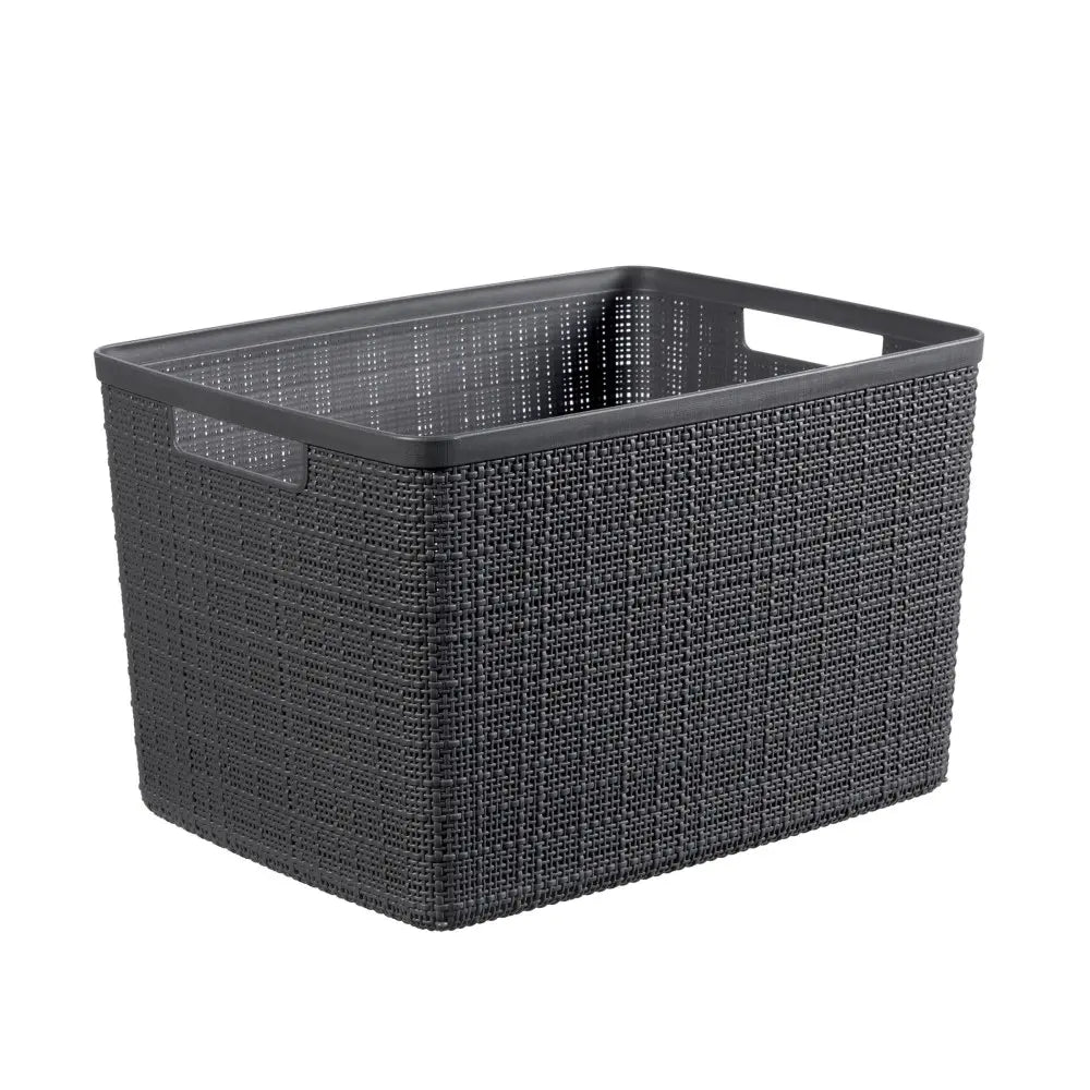 Panier rectangulaire gris Curver en jute 20l cm 36x28x23 h