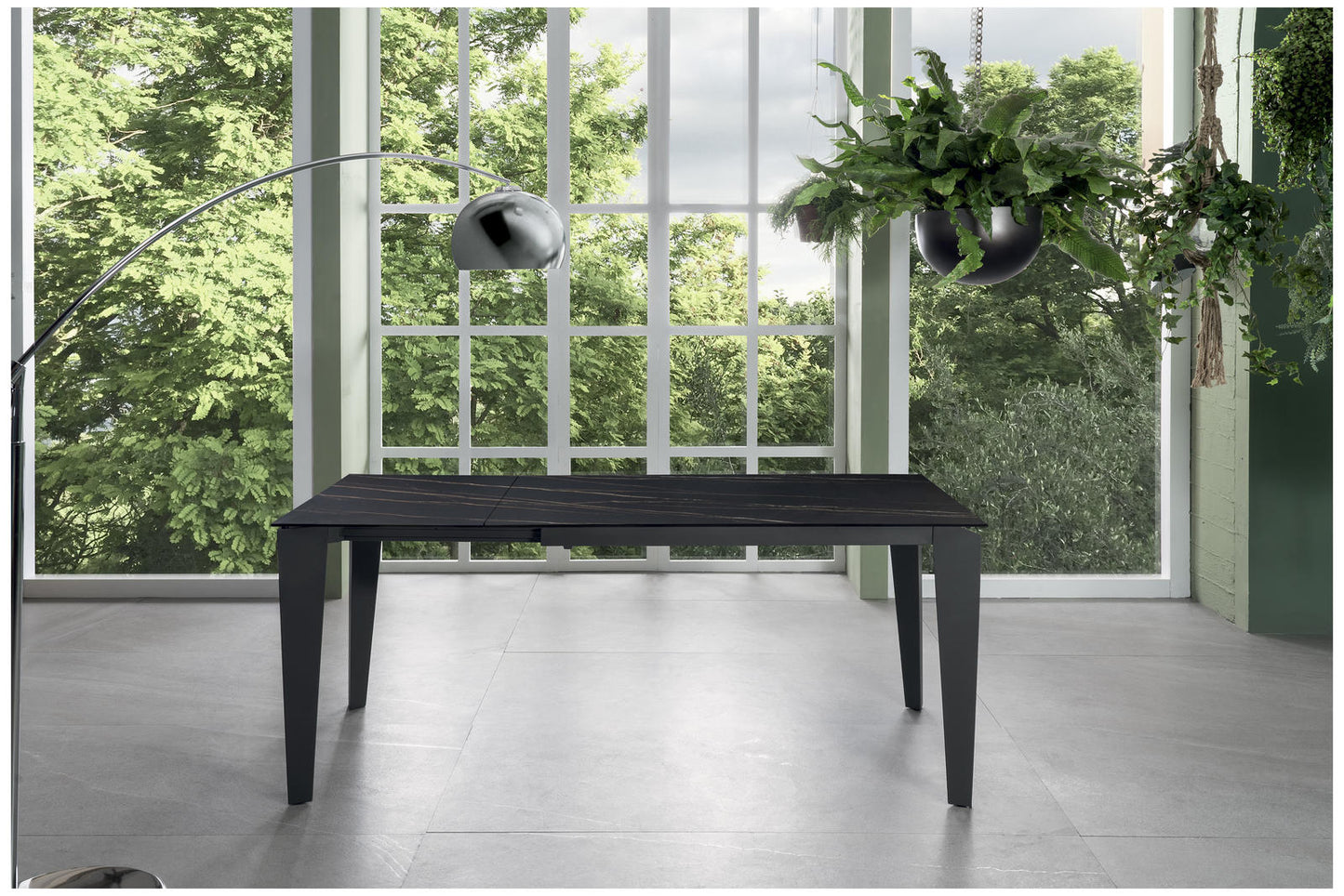 Table extensible avec plateau en céramique anthracite 120/170x80 cm