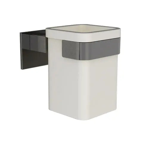 Portabicchiere Square in metallo cromato e vetro satinato 7 × 10 × H10 cm