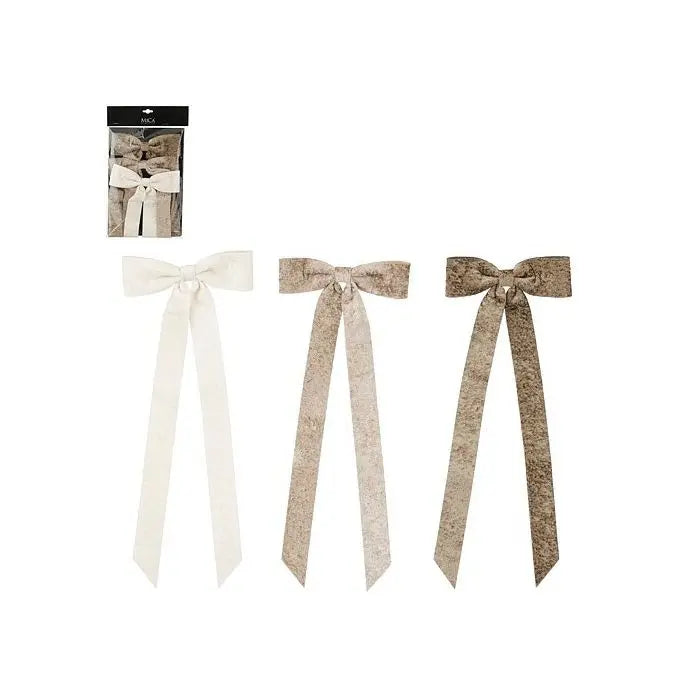 Set 3 fiocchi natalizi bianco. argento e verde 18.5 × H48 cm
