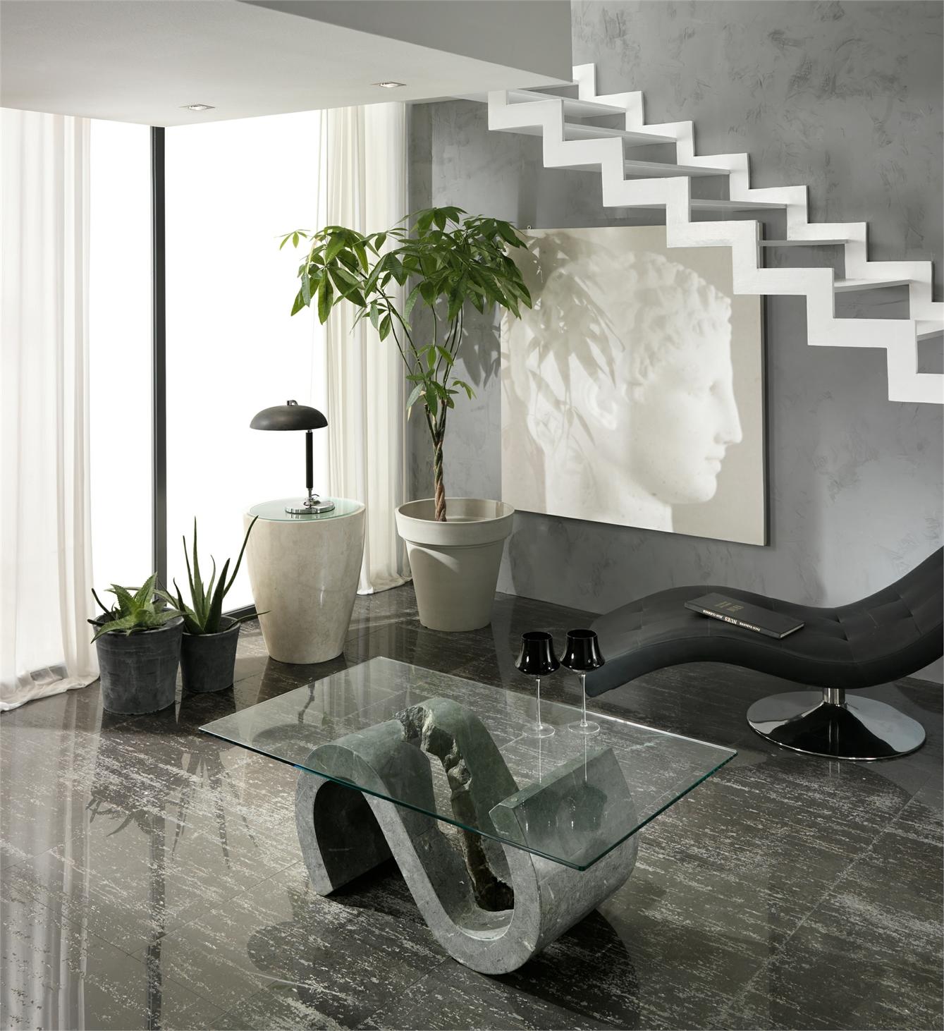 Tavolino trasparente-grigio 70 cm x 120 cm H. 36 cm