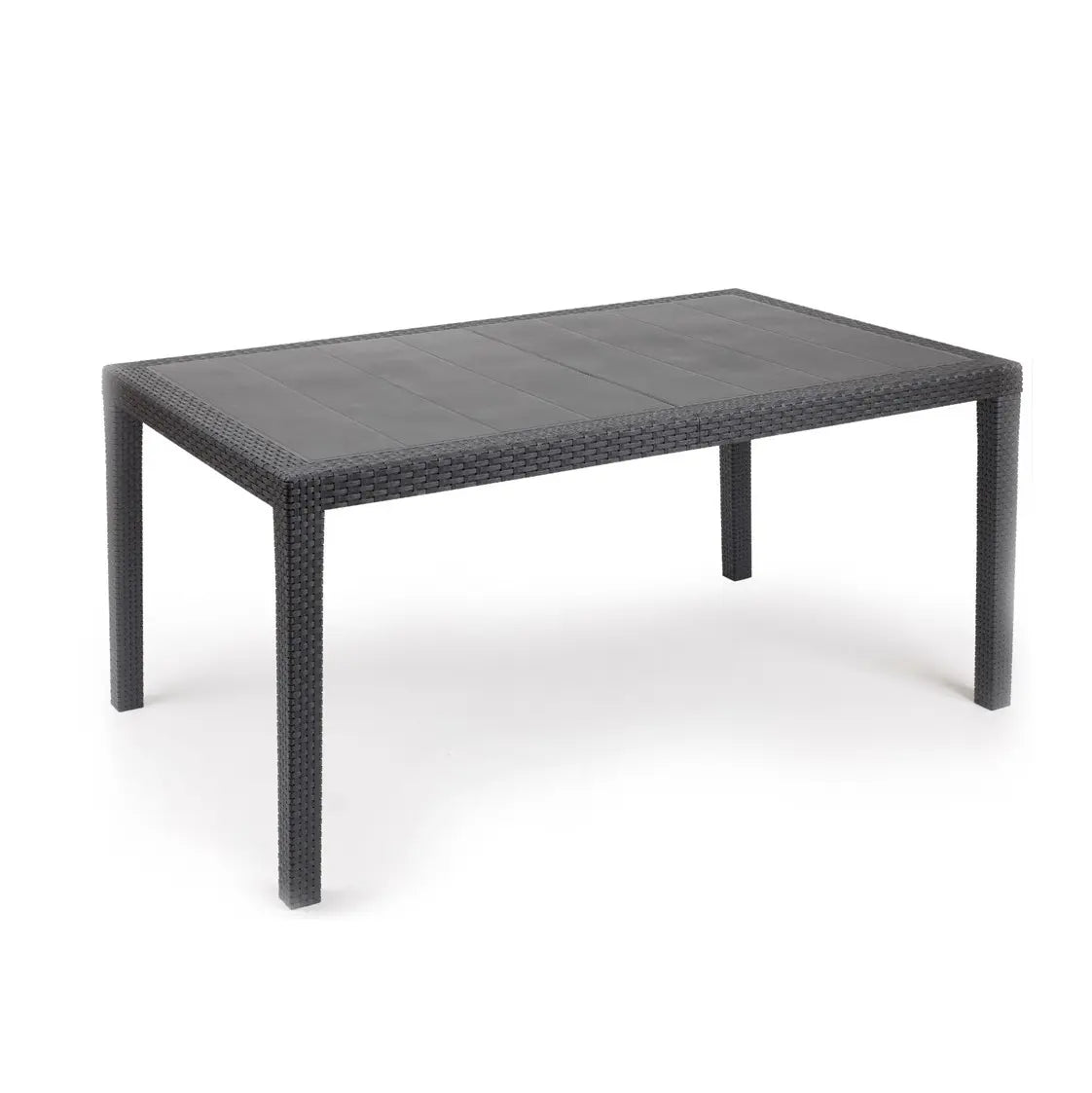 Table rectangulaire Prince effet rotin anthracite 150x90x72h cm