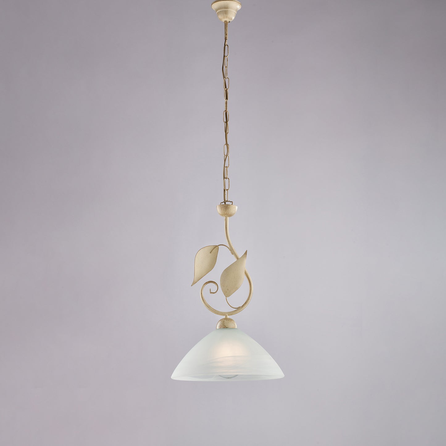 Lampadario avorio oro antico, vetro alabastro bianco, 1 luce, Ø30 cm