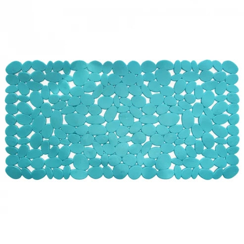 Tappeto doccia e vasca Sassolini antiscivolo azzurro con ventose 35 × 70 cm