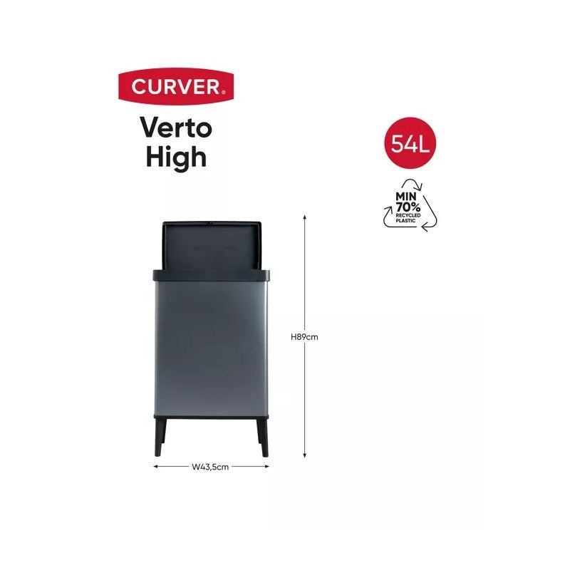 Poubelle Verto High Pearl bleu 54l cm 43,5x26,5x68,7 h
