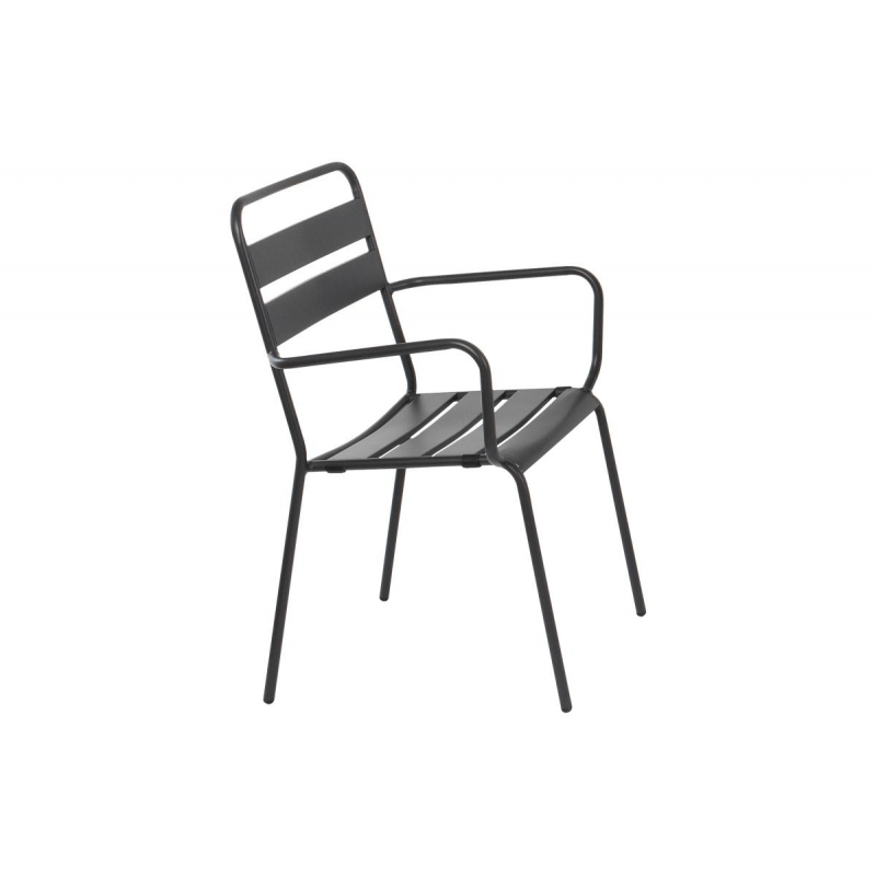 Chaise D'extérieur Avec Accoudoirs Gris Foncé