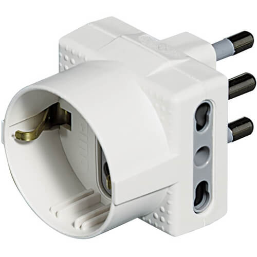 Adaptateur Tris 10/16A avec fiche 16A et 2 prises bypass