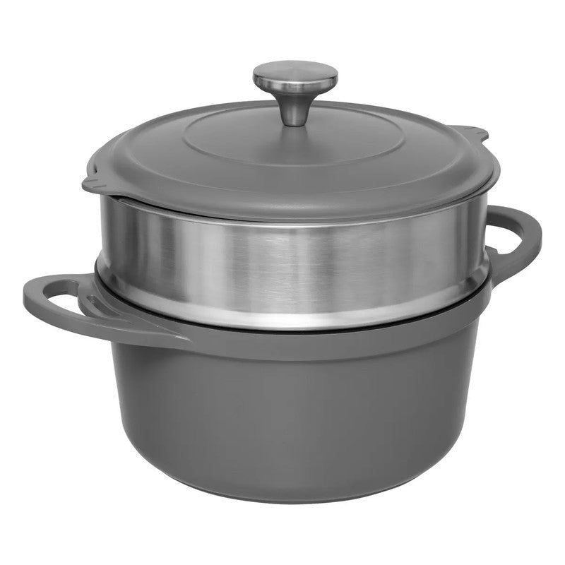 Marmite vapeur D24 cm en fonte d'aluminium grise