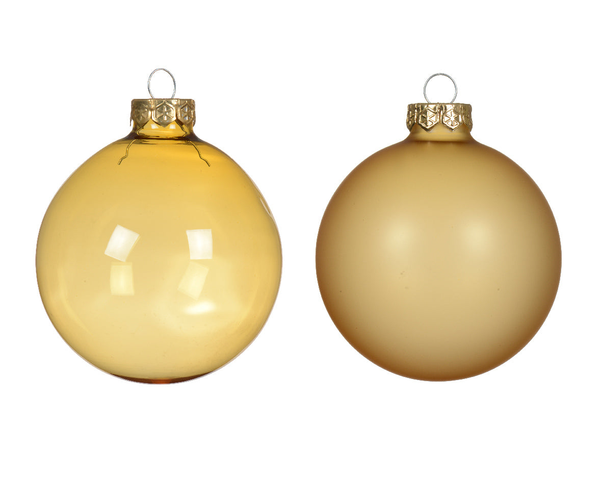 Boules en verre doré clair 8cm mix 4 pcs