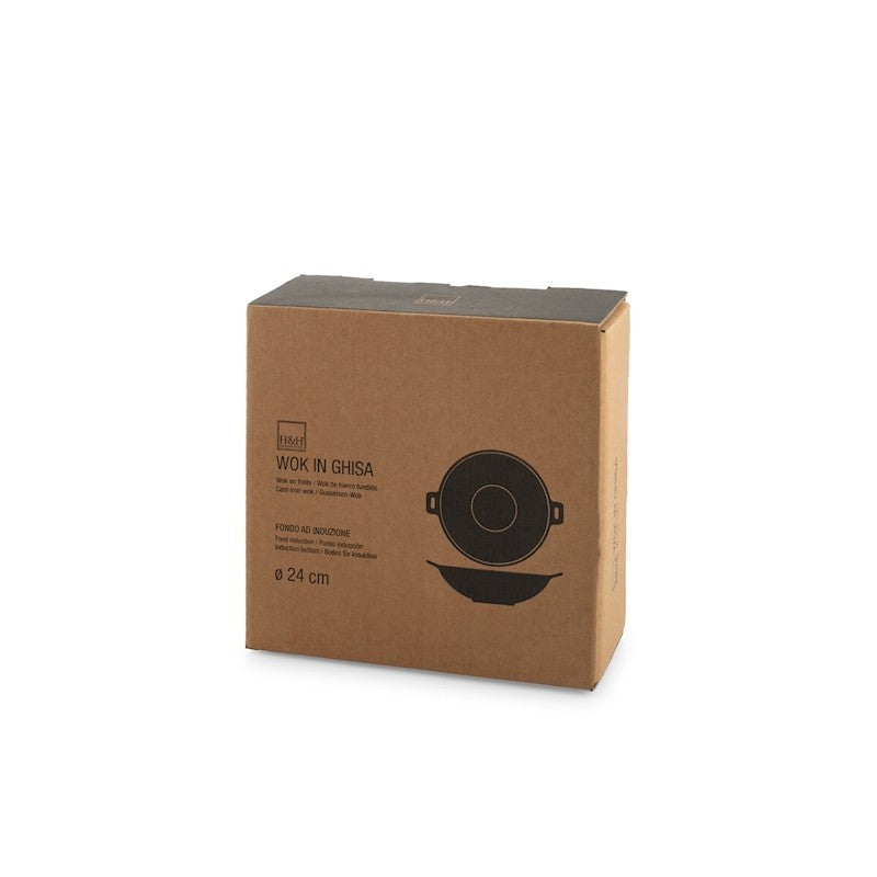 Wok Ø 24 cm in ghisa smaltata con 2 manici