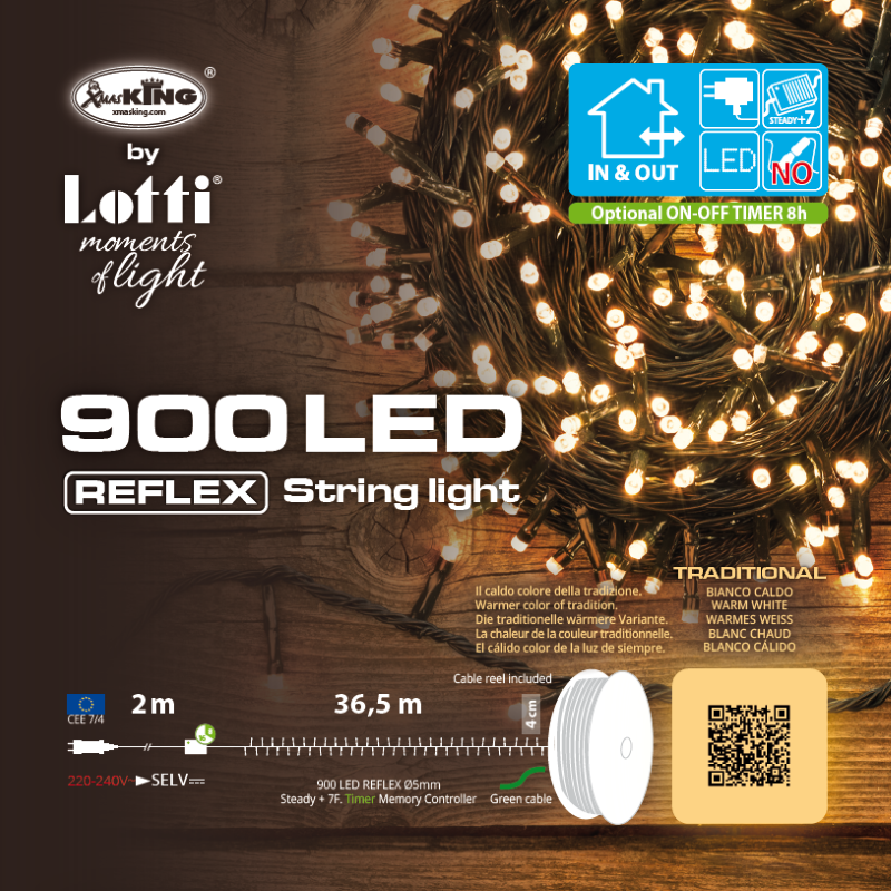Chaîne Lumineuse Traditionnelle 900 LED - 36,5 m