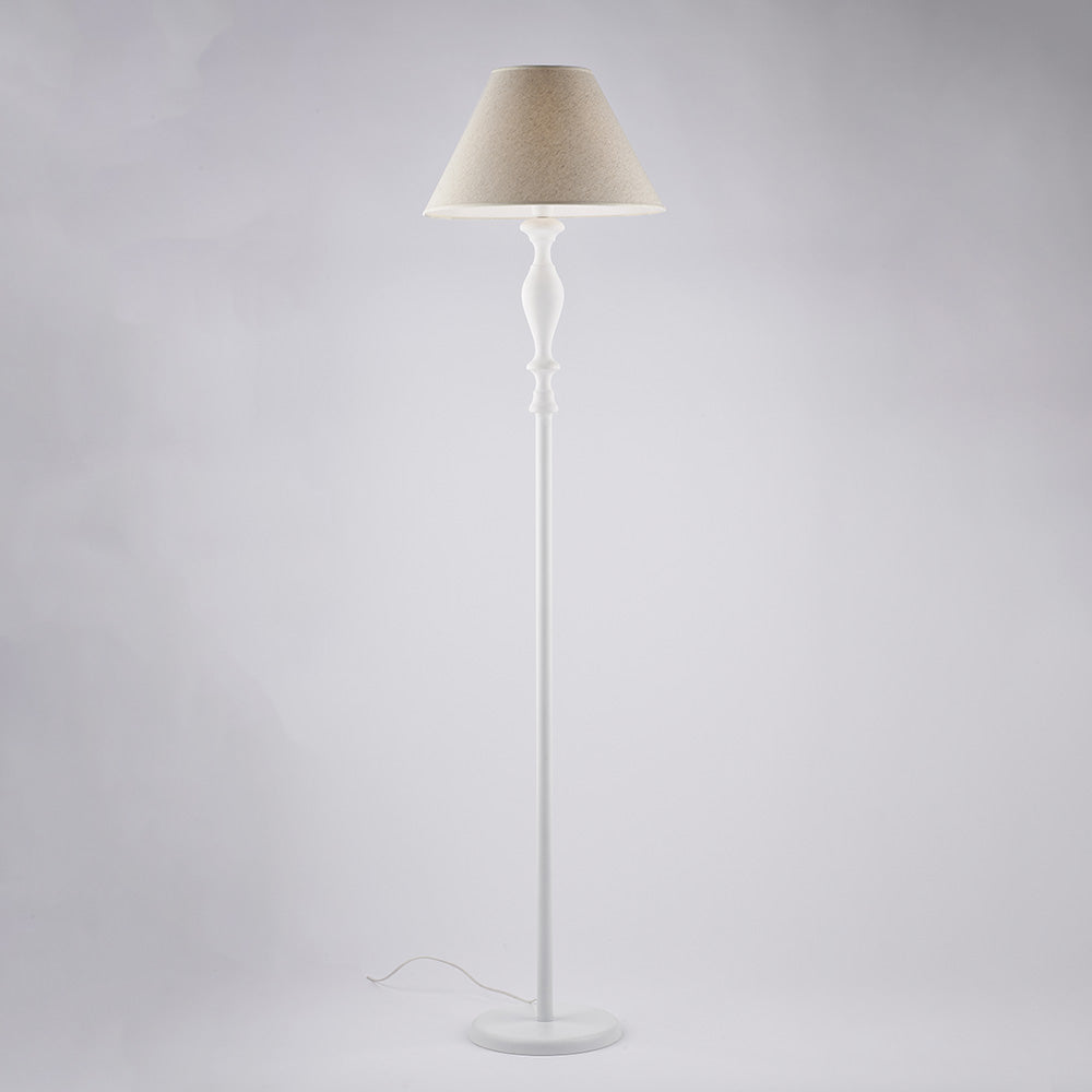 Lampadaire en bois et fer blanc 1 lumière et abat-jour d.45 H.183 - Ø45
