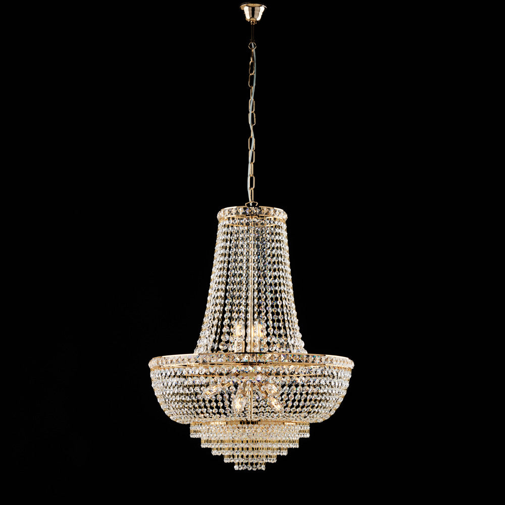 Lustre en fer et laiton doré avec strass 11 lumières H.82 - MAX 142 - Ø62