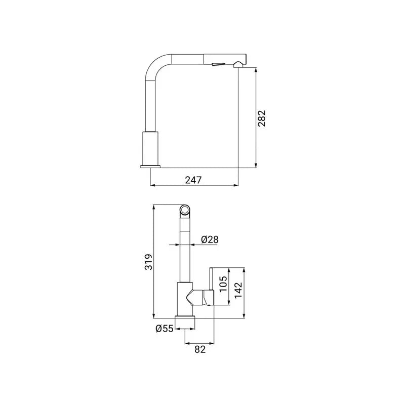 Miscelatore monocomando lavello Phoenix con doccetta estraibile 2 Getti cromato