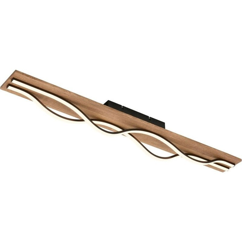 Plafonnier LED ondulé Briloner 98 cm 29w 3200lm bois noir