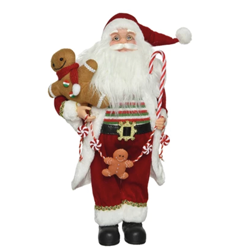 Figurine Père Noël avec pain d'épices et bâtons H 30