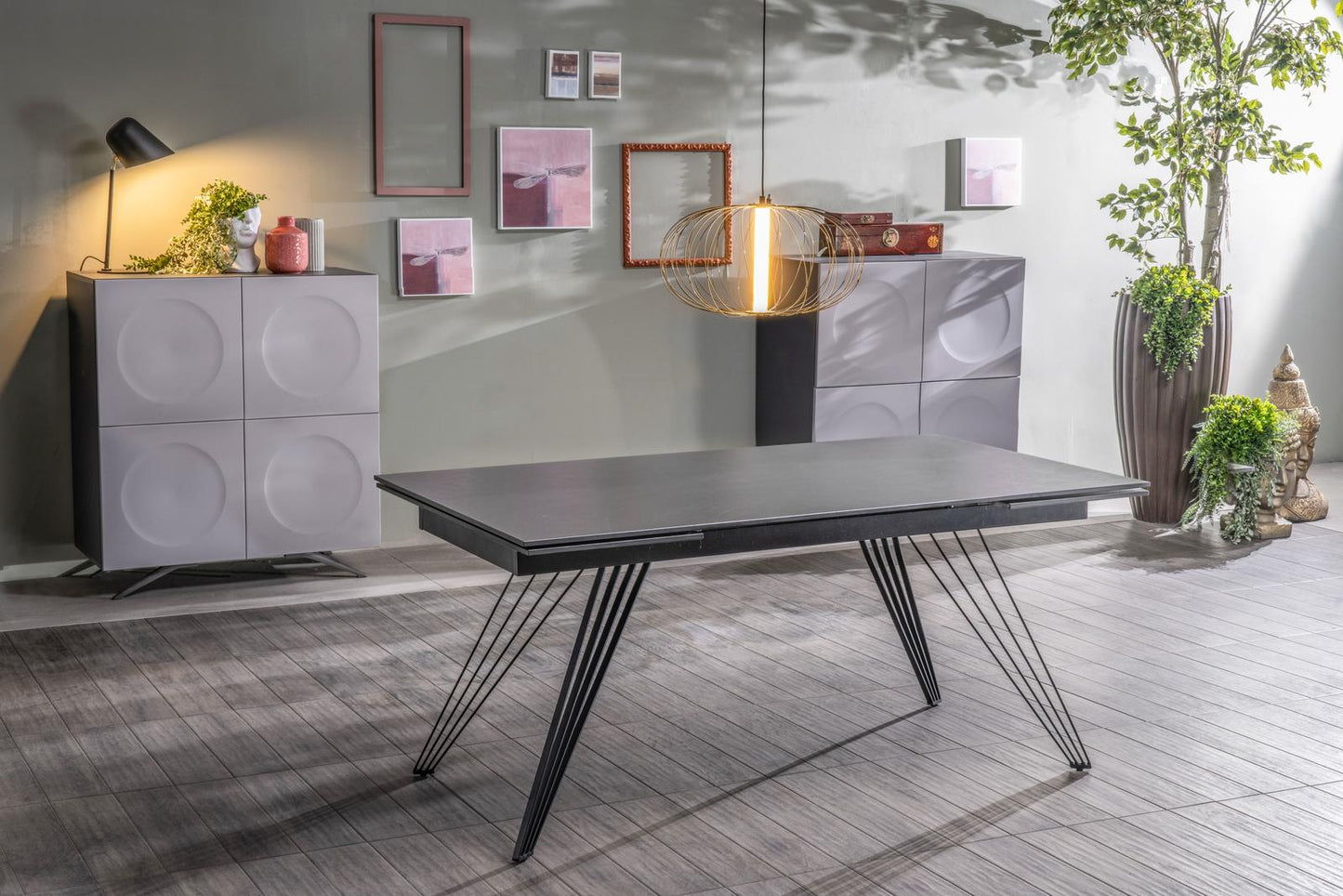 Table Extensible Vintage Gris-Noir Mat V, 90x160-240x76 cm