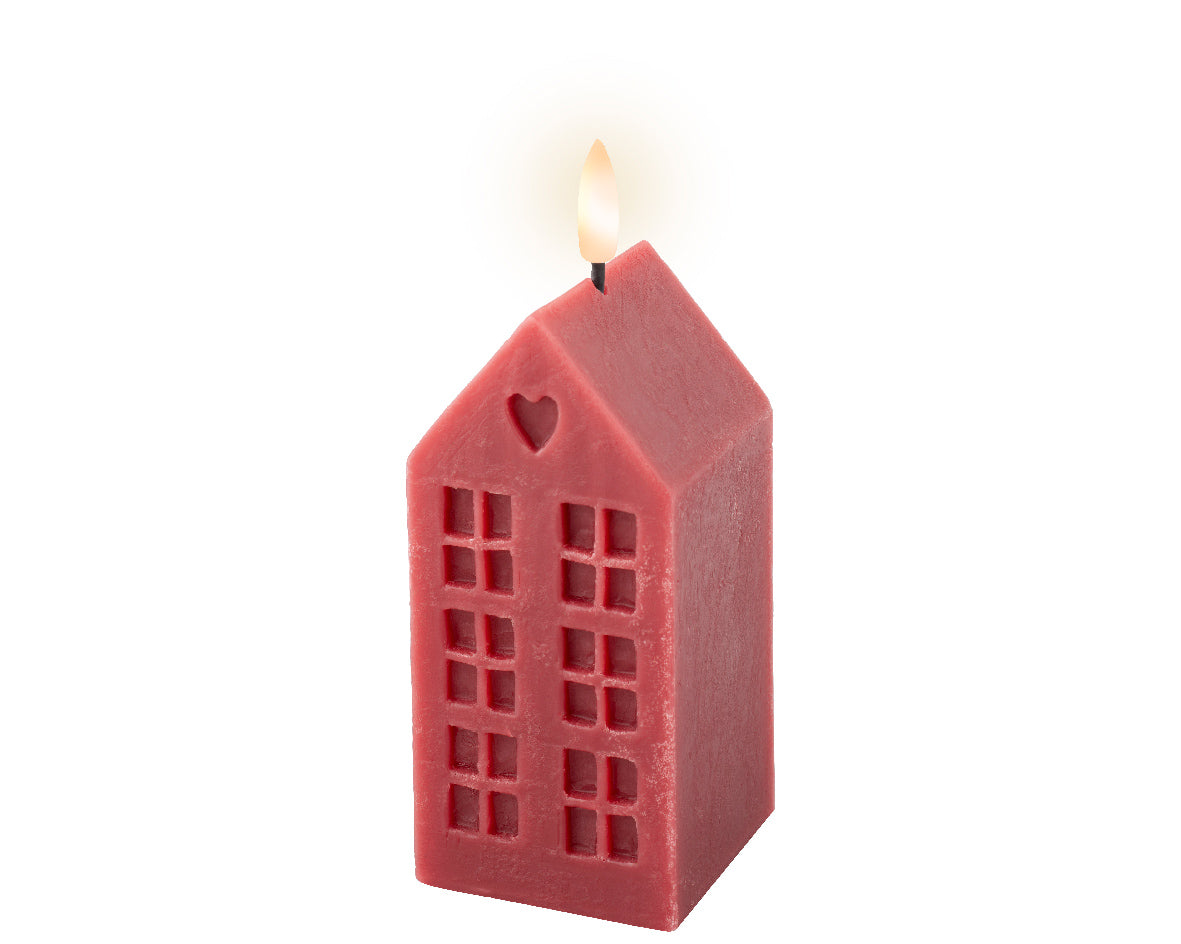Bougie en cire rouge h. 14,8 cm x 6 cm x 6 cm