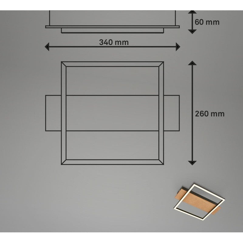 Plafonnier LED Kada 34x26 cm 14w 1400lm bois noir