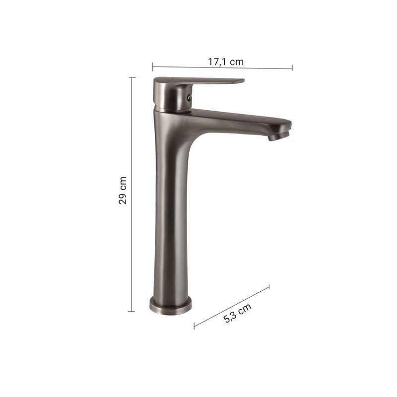 Miscelatore Como alto per lavabo gun metal 29 x 5,3 x 17,1 cm