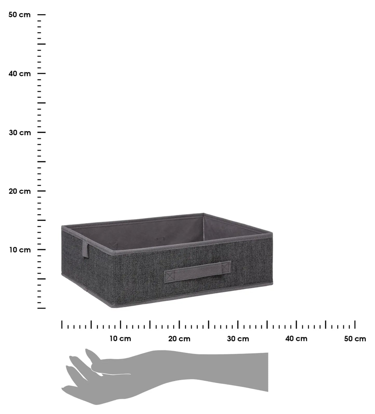 Boîte de rangement gris foncé 36x28x11h cm