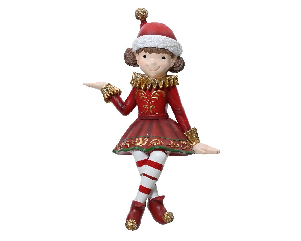 Fille elfe assise rouge 36,8x25,8x58 cm