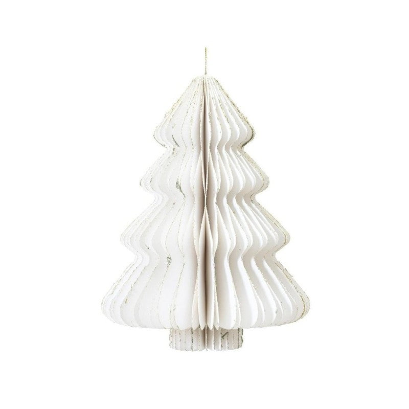Pendente albero di Natale in carta bianca Ø15 × H20 cm