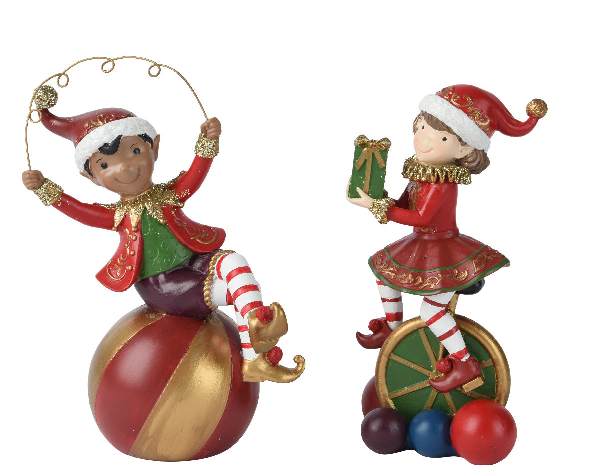 Elfo in poliresina rosso 13,5x10x18cm