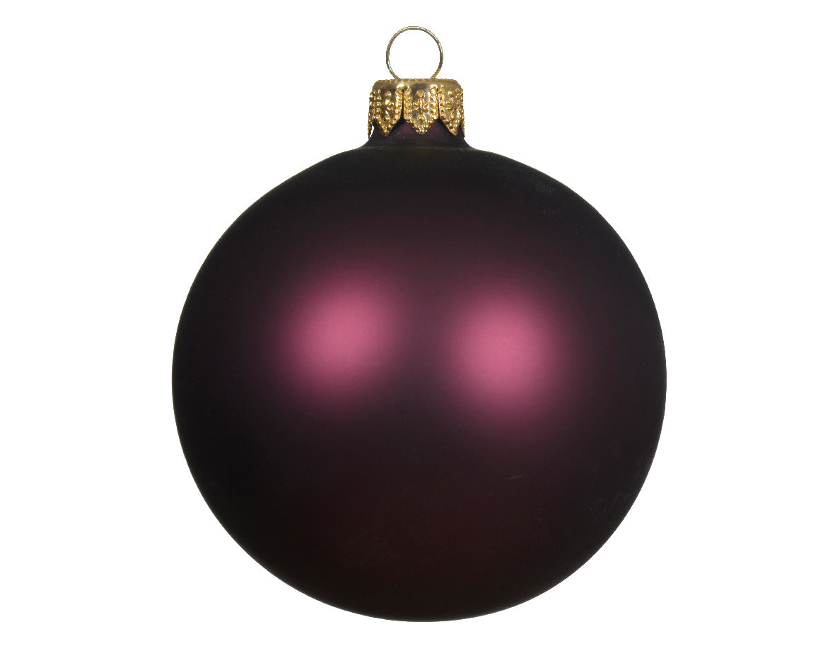 Boules en verre mauve foncé 8cm - 6 pcs