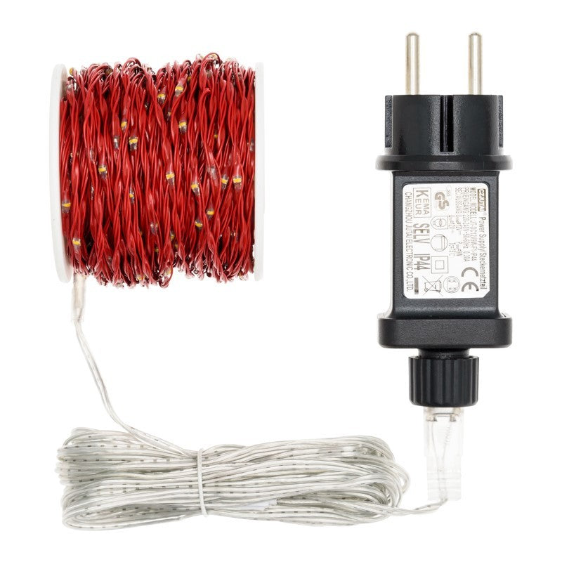 Chaine 500 MicroLED Coil 25m câble métal rouge