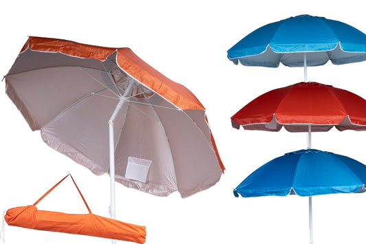 Parasol de mer 180 cm avec articulation en acier et sac de couleurs assorties
