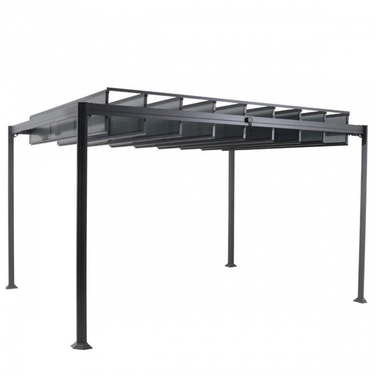 Tonnelle Belize 3,8 x 3 m anthracite avec toit ouvrant en aluminium