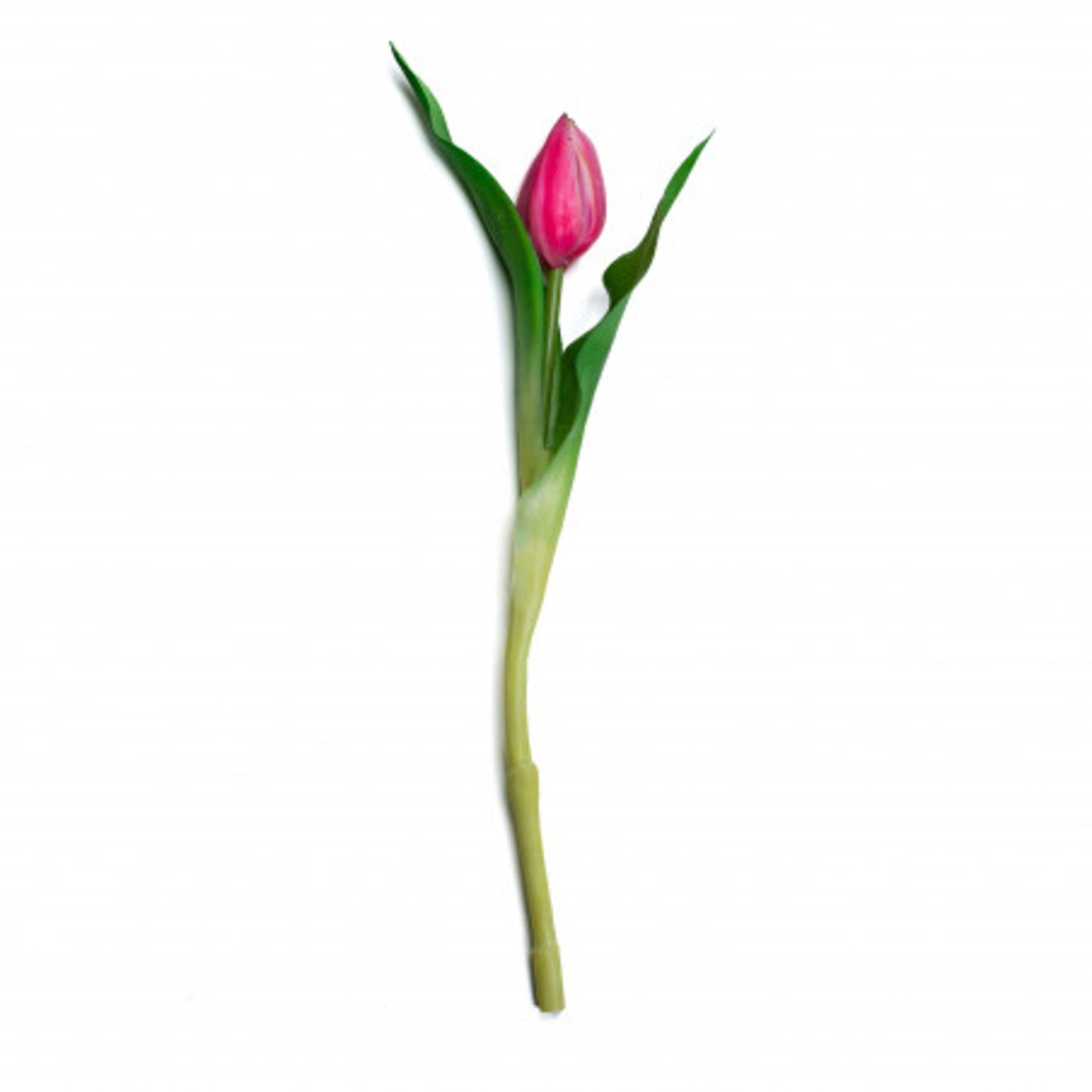 Tulipe fuchsia 42 cm avec feuilles réalistes
